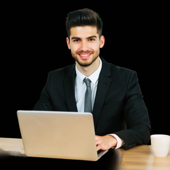 Professional working at a laptop
